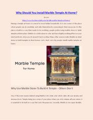 Why Should You Only Install Marble Temple At Home?