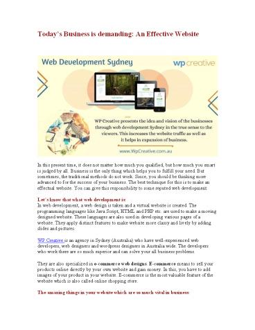 Today’s Business is demanding: An Effective Website