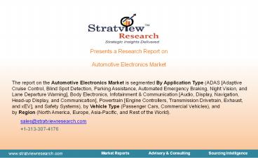 Automotive Electronics Market Size, Share, Trend, Forecast, & Industry Analysis – 2021-2026