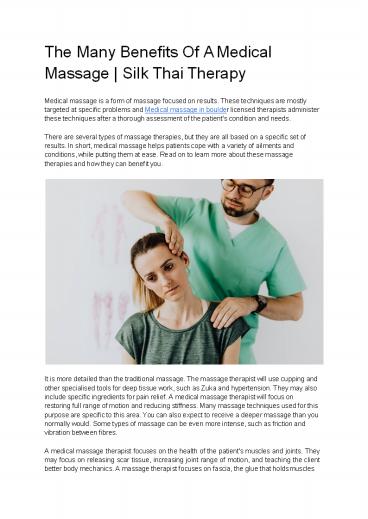 The Many Benefits Of A Medical Massage | Silk Thai Therapy
