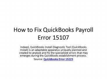 Troubleshoot Error 15107 in QuickBooks