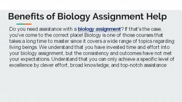 Benefits of Biology Assignment Help