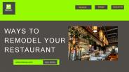 FEW IDEAS TO REMODEL YOUR RESTAURANT