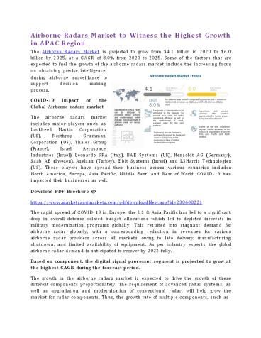 Airborne Radars Market to Witness the Highest Growth in APAC Region