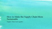 Supply Chain Sustainability