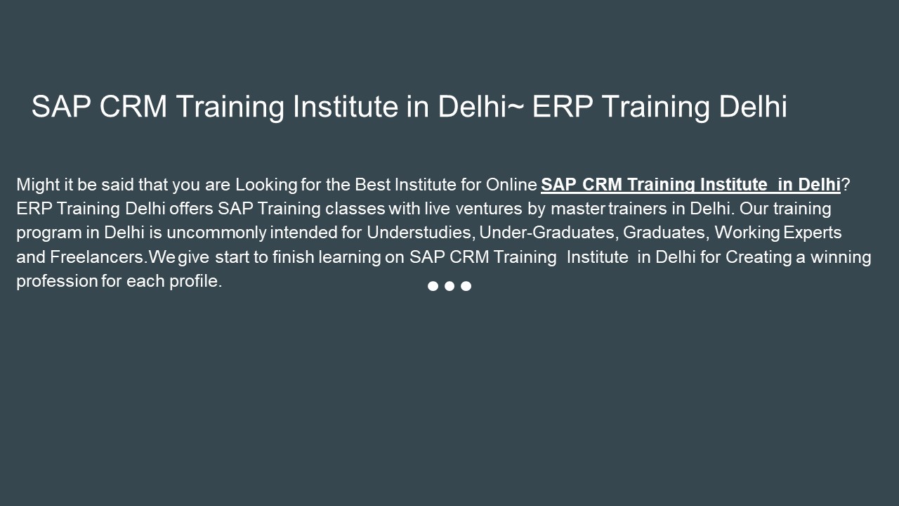 SAP CRM Training Institute in Delhi