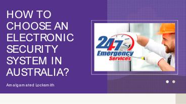 Electonic Security - Amalgamated Locksmith