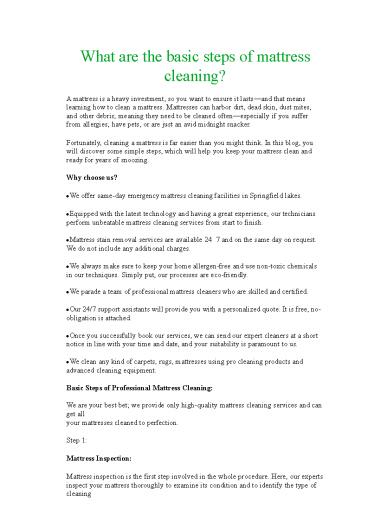 What are the basic steps of mattress cleaning?