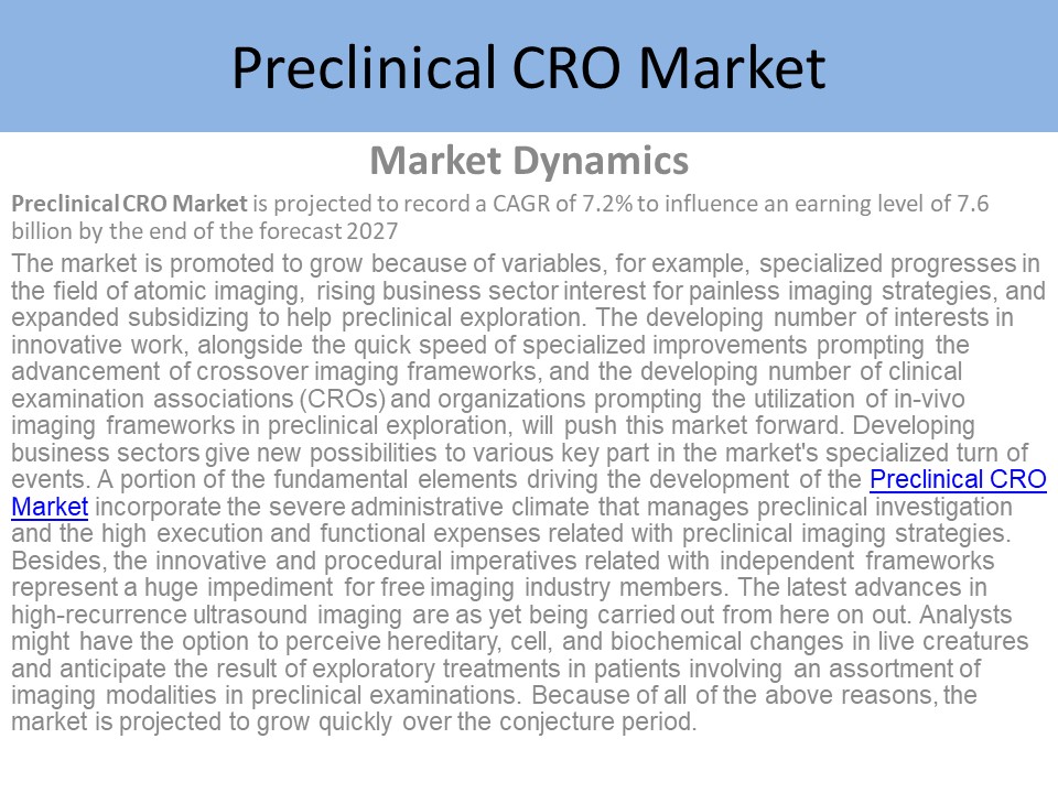 Preclinical CRO Market Report