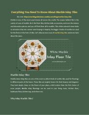 Everything You Need To Know About Marble Inaly Tiles
