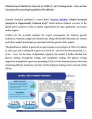 Lancet Market Size, Research, Analysis