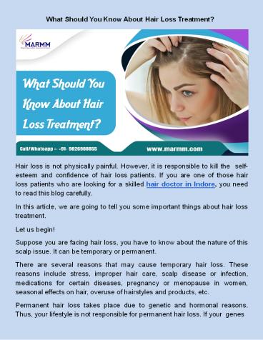 What Should You Know About Hair Loss Treatment?