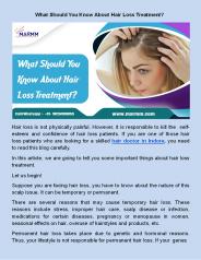 What Should You Know About Hair Loss Treatment?
