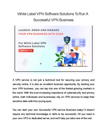 White Label VPN Software Solutions To Run A Successful VPN Business