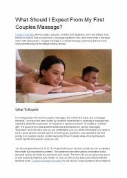 What Should I Expect From My First Couples Massage?
