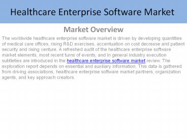 Healthcare Enterprise Software Market Report