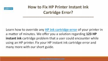 How to Fix HP Printer Instant Ink Cartridge Error?