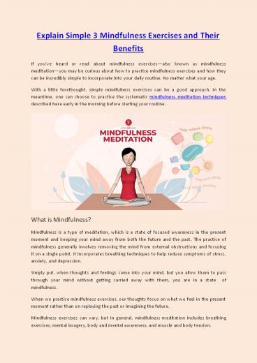 Explain Simple 3 Mindfulness Exercises And Their Benefits