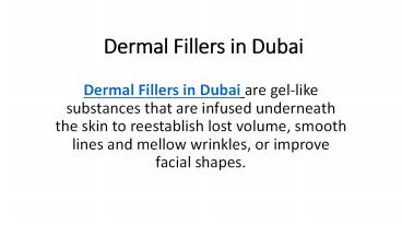 Dermal Fillers in Dubai