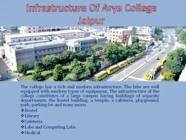 Infrastructure Of Arya College Jaipur