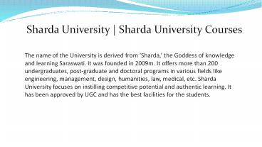 Sharda University | Sharda University Courses
