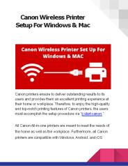 Canon Wireless Printer Setup For Windows & Mac