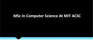 Apply for MSc in Computer Science at MIT ACSC