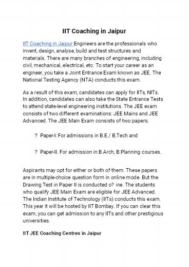 IIT Coaching in Jaipur