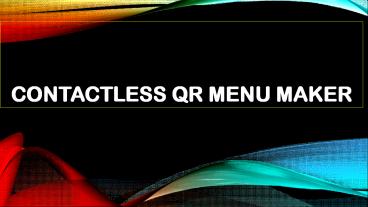 Contactless QR menu Maker