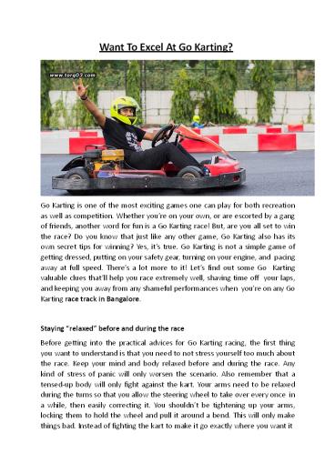 Want To Excel At Go Karting?