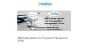 2022 Coding Updates For Principal Care Management (PCM)