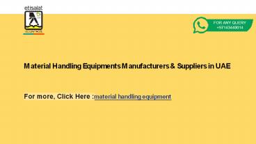 Material Handling Equipments Manufacturers & Suppliers in UAE