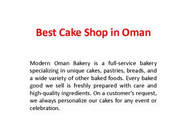 Best Cake Shop in Oman | Modern Oman Bakery