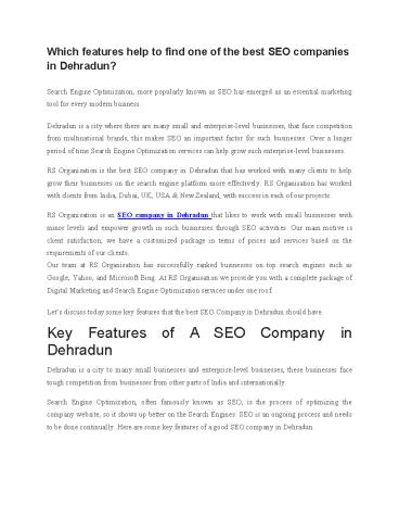 SEO Company In Dehradun