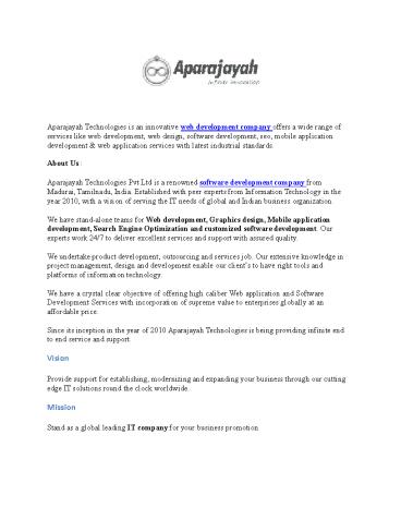 Web Development Company - Aparajayah