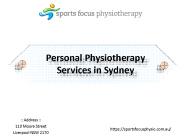Personal Physiotherapy Services in Sydney