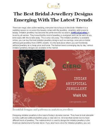 The Best Bridal Jewellery Designs Emerging With The Latest Trends