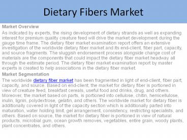 Dietary Fibers Market Report