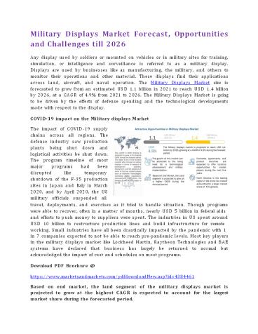 Military Displays Market Forecast, Opportunities and Challenges till 2026