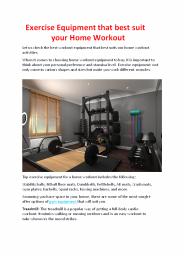 Exercise equipment that best suit your home