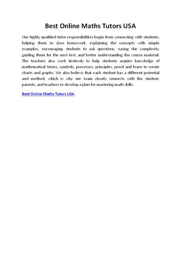 Best Online Maths Tutors USA