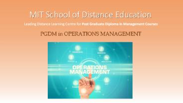 PGDM In Operations Management