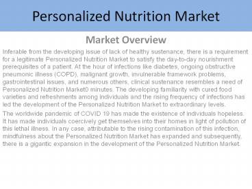 Personalized Nutrition Market Report