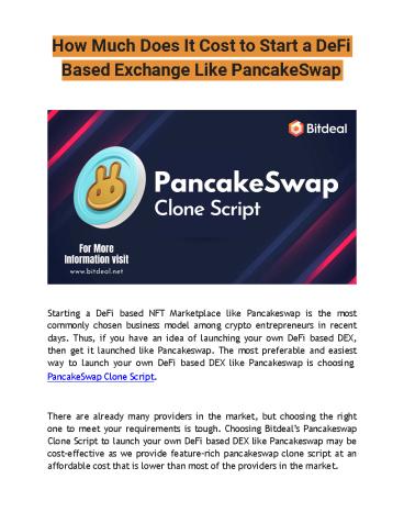How Much Does It Cost to Start a DeFi Based Exchange Like PancakeSwap