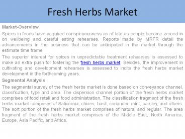 Fresh Herbs Market Report