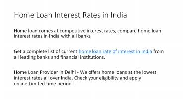 Home Loan Interest Rates in India