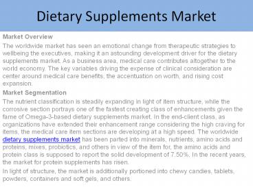 Dietary Supplements Market