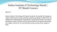 Indian Institute of Technology Mandi | IIT Mandi Courses
