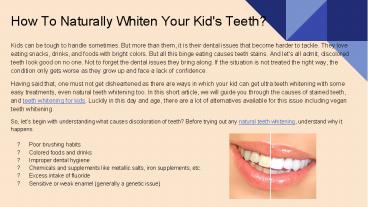How To Naturally Whiten Your Kid's Teeth?