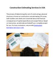 Construction Estimating Services in USA